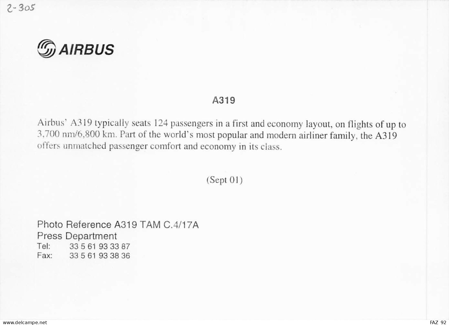 Airbus A319 - TAM Airlines - +/- 180 X 130 Mm. - Photo De Presse - Aviazione