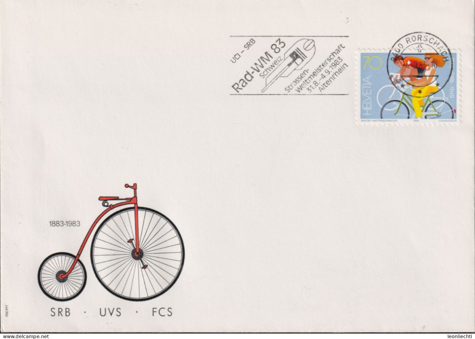 1983 Rad-WM 83, Altenrhein, Zum:CH 703, Mi:CH 703, 100 Jahre Schw. Rad Und Motorfahrer Bund, SRB - UVS - FCS - Ciclismo