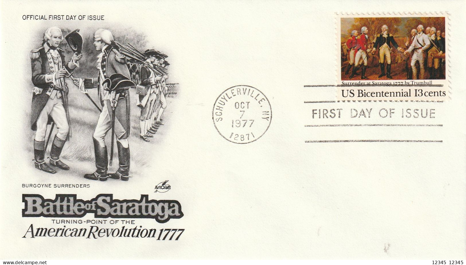 U.S.A. 1977, FDC Unused, Battle Of Saratoga - 1971-1980