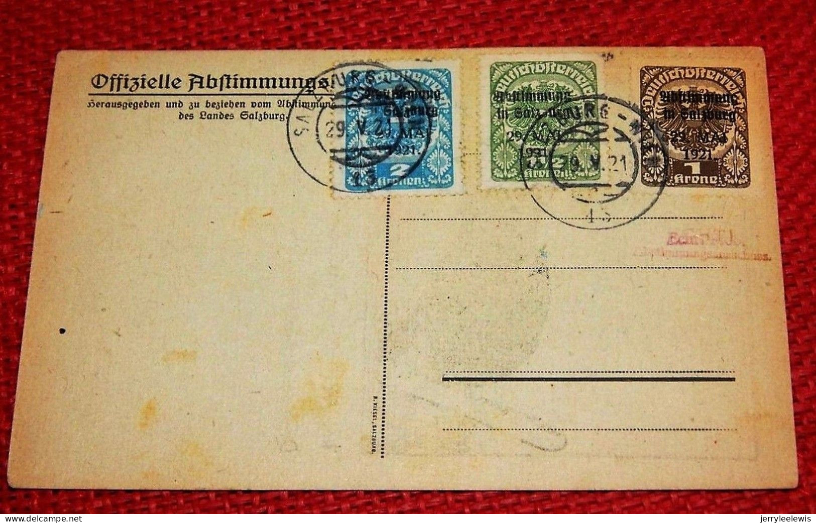 ÖSTERREICH - AUSTRIA - AUTRICHE -  Volksabstimmung Im Lande Salzburg über Den Anschluss An Deutschland Am 29. Mai 1921 - Eventi