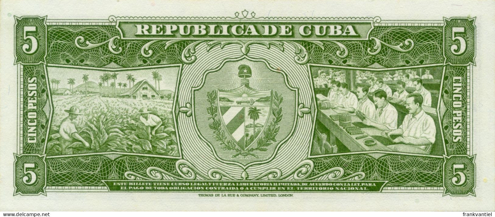 Cuba P-91 5 Pesos 1960 UNC - Kuba