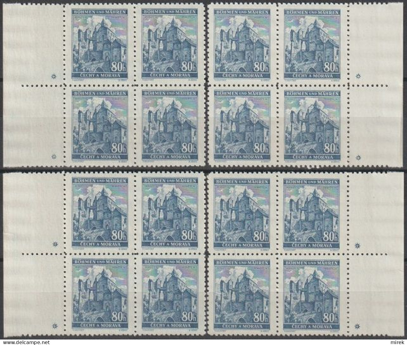 036/ Pof. 42; Border 4-blocks. Plate Mark * Nad + - Unused Stamps