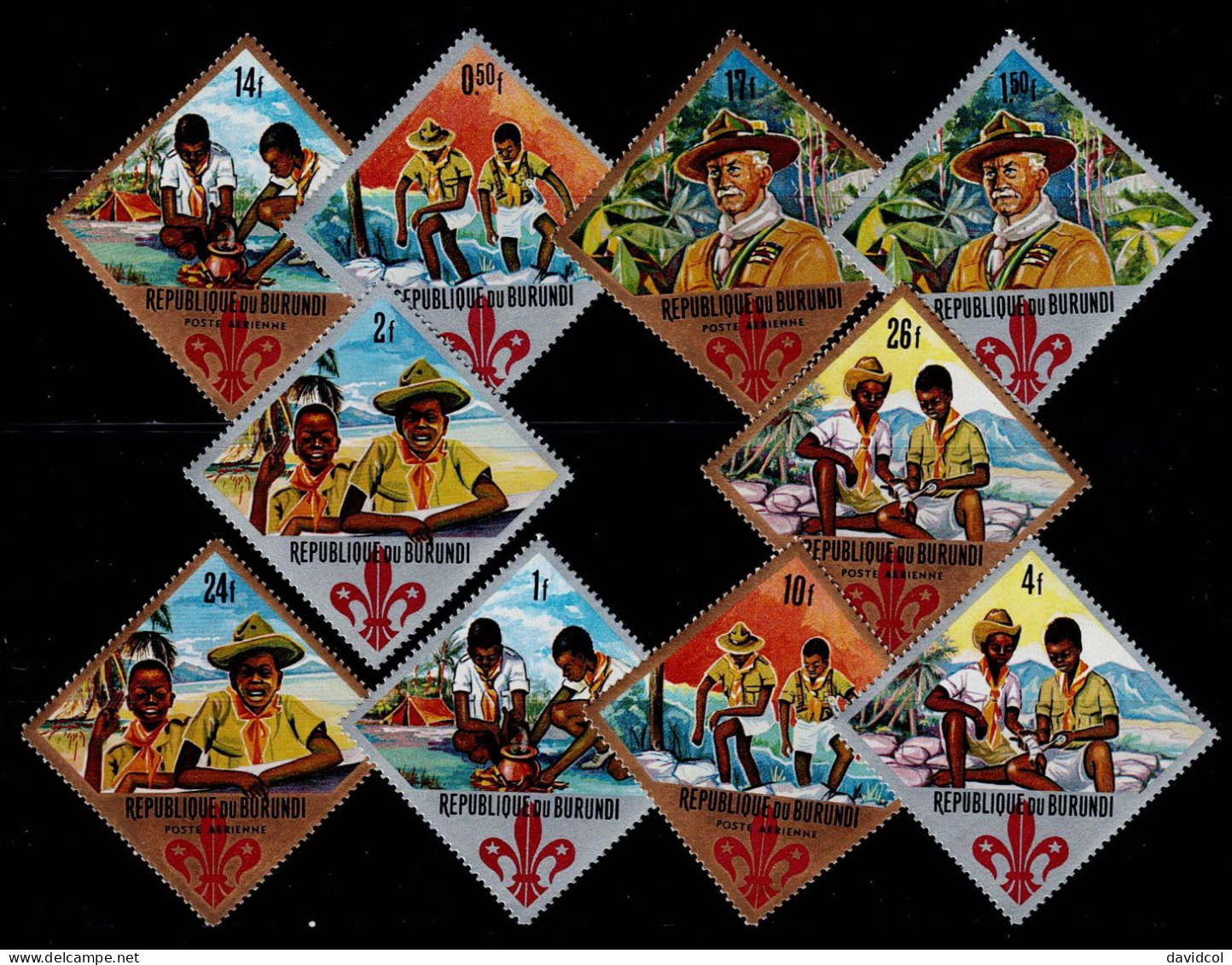 BUR-01- BURUNDI - 1967 - MNH -SCOUTS- 60TH ANNIV. OF THE BOY SCOUT AND THE 12TH BOY SCOUT WORLD JAMBOREE - Neufs