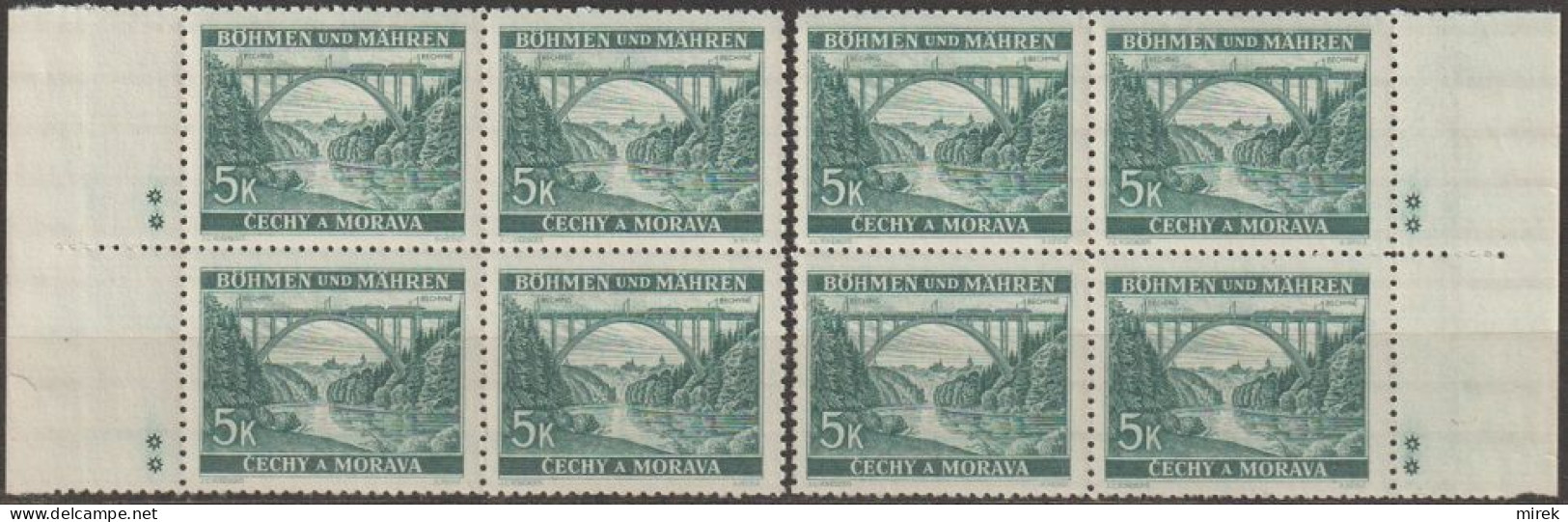 039/ Pof. 45; Border 4-blocks. Plate Mark ** - Neufs