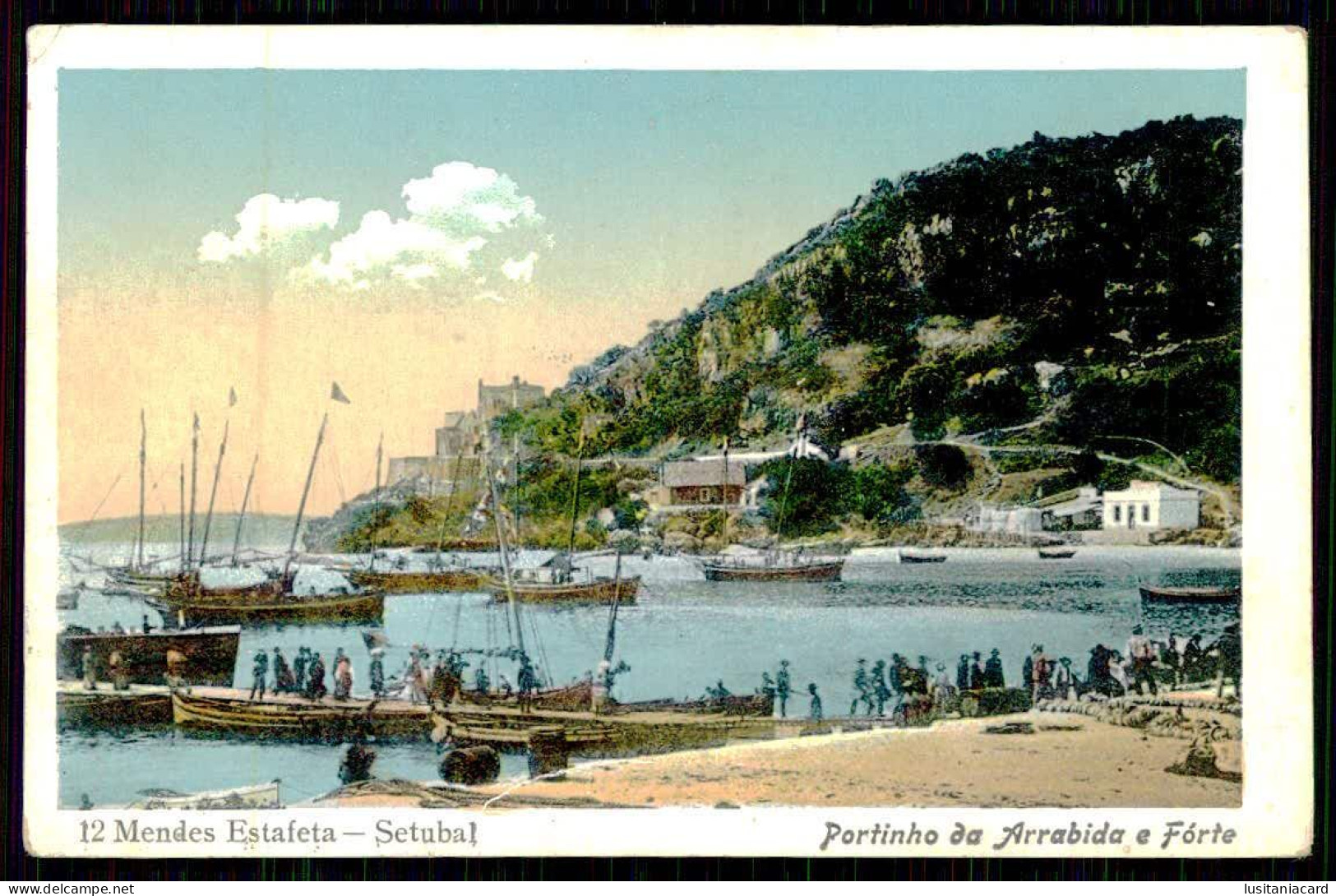 ARRABIDA - PORTINHO DA ARRABIDA -  Portinho Da Arrabida E Fórte. ( Ed. Mendes Estafeta Nº 12) Carte Postale - Setúbal