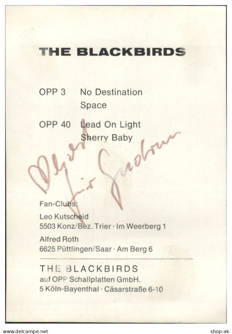 V6167/ The Blackbirds  Beat- Popgruppe  Autogramm Autogrammkarte  60er Jahre - Autógrafos
