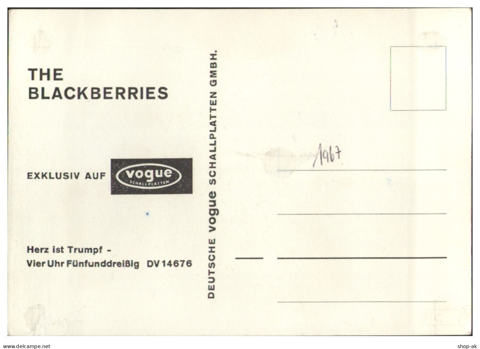 V6170/ The Blackberries  Beat- Popgruppe  Autogramm Autogrammkarte  60er Jahre - Autographs