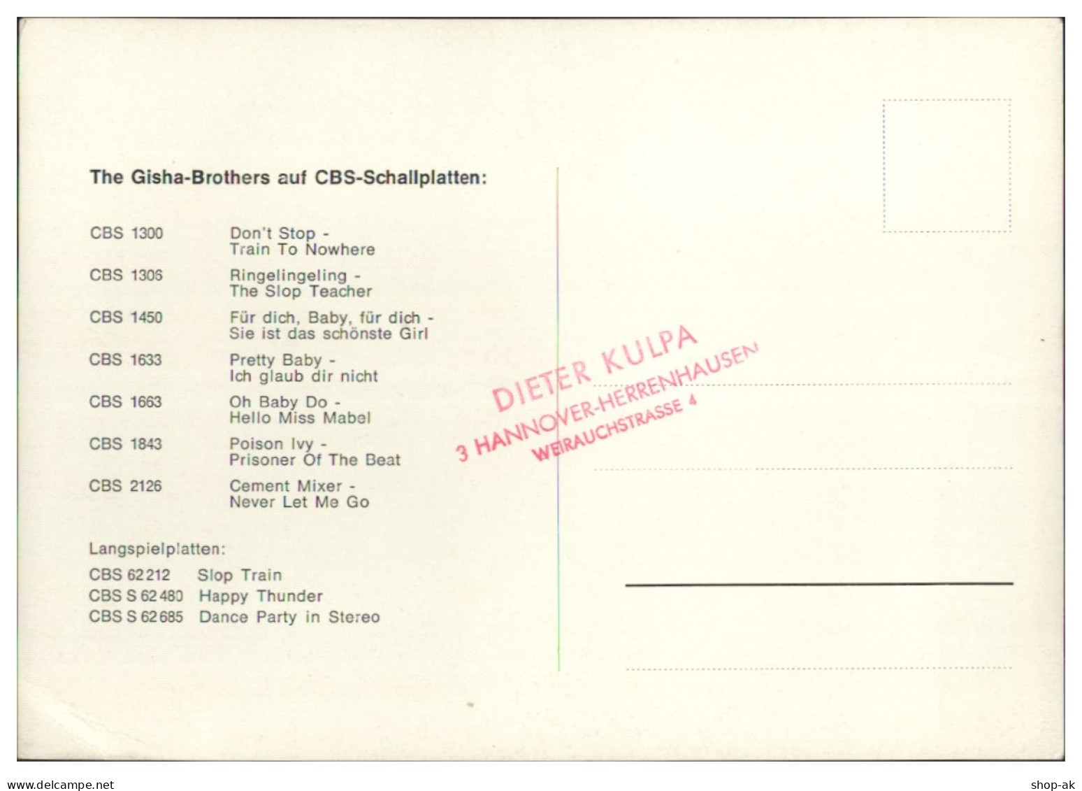 V6159/ The Gisha Brothers  Beat- Popband Autogramm Autogrammkarte  60er Jahre - Autogramme