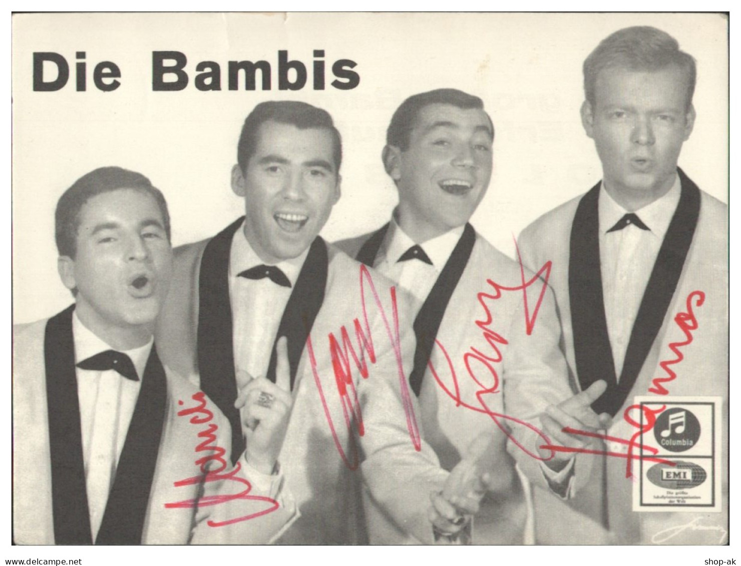 C6272/ Die Bambis  Beat- Popband Autogramm Autogrammkarte 15 X 11,5 Cm 60er - Autógrafos