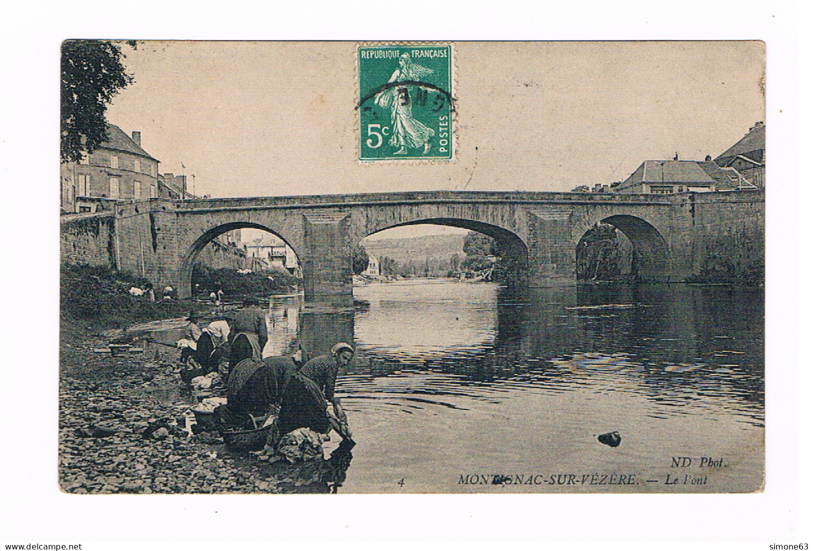 D 24 - Cpa -  MONTIGNAC - LE PONT - LES LAVANDIERES - Montignac-sur-Vézère