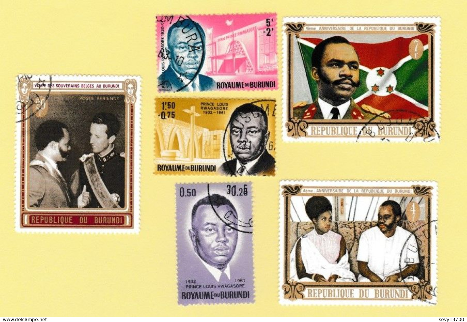 Burundi Lot 9 Timbres Le Prince Louis Rwagasore Et Le Premier Anniversaire De La République (neufs Mais Oblitérés) - Andere & Zonder Classificatie