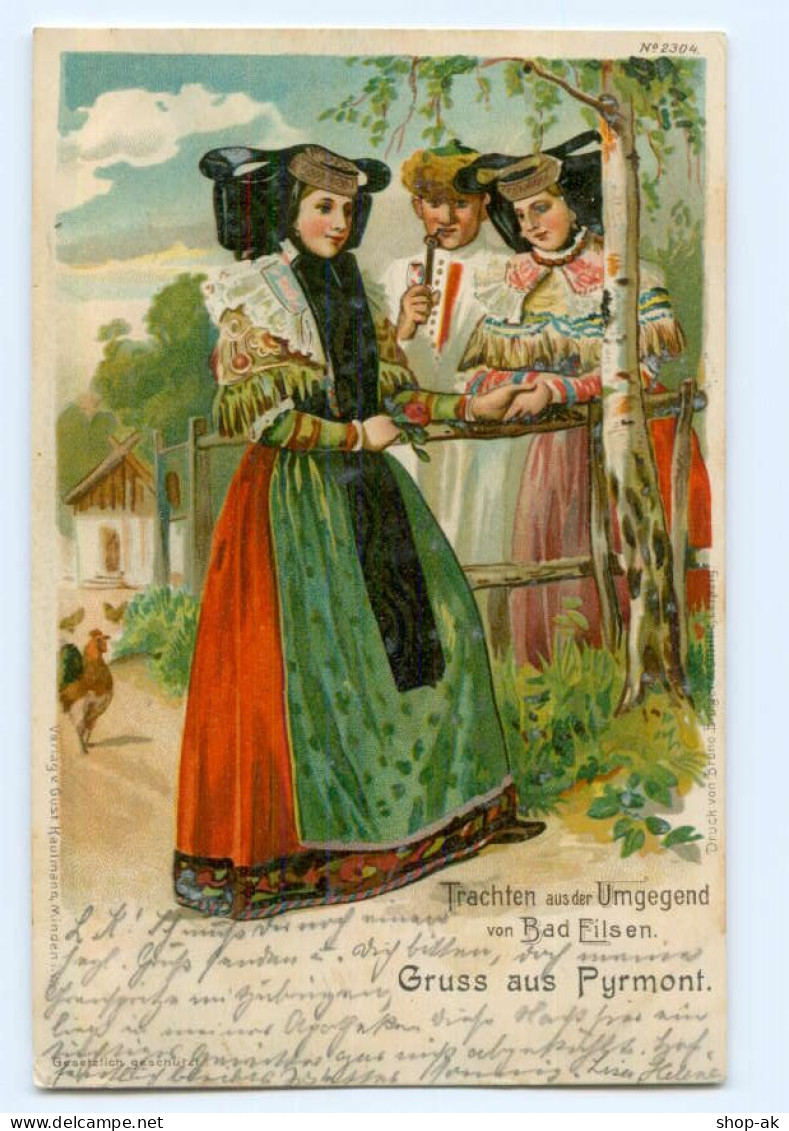 T9609/ Trachten Aus. Der Umgebung Von Bad Eilsen Litho AK 1902 Pyrmont - Autres & Non Classés