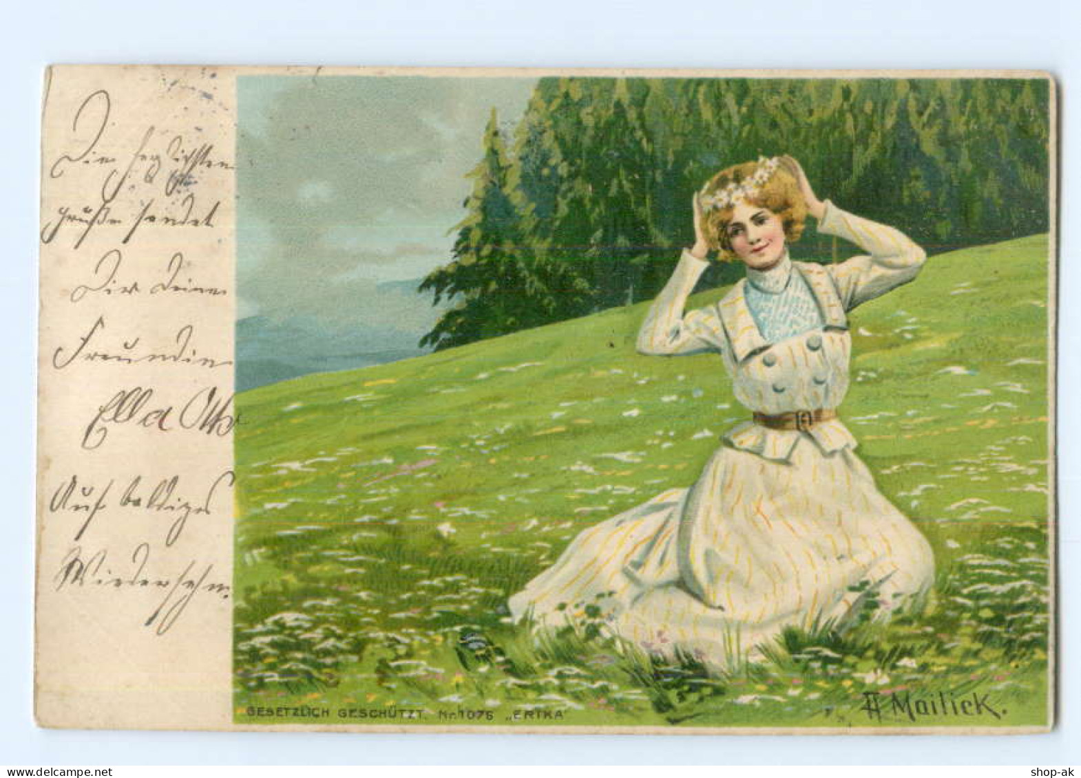 T9746/ Mailick Litho AK  Junge Frau Mit Blumenkranz Im Haar 1903 - Mailick, Alfred