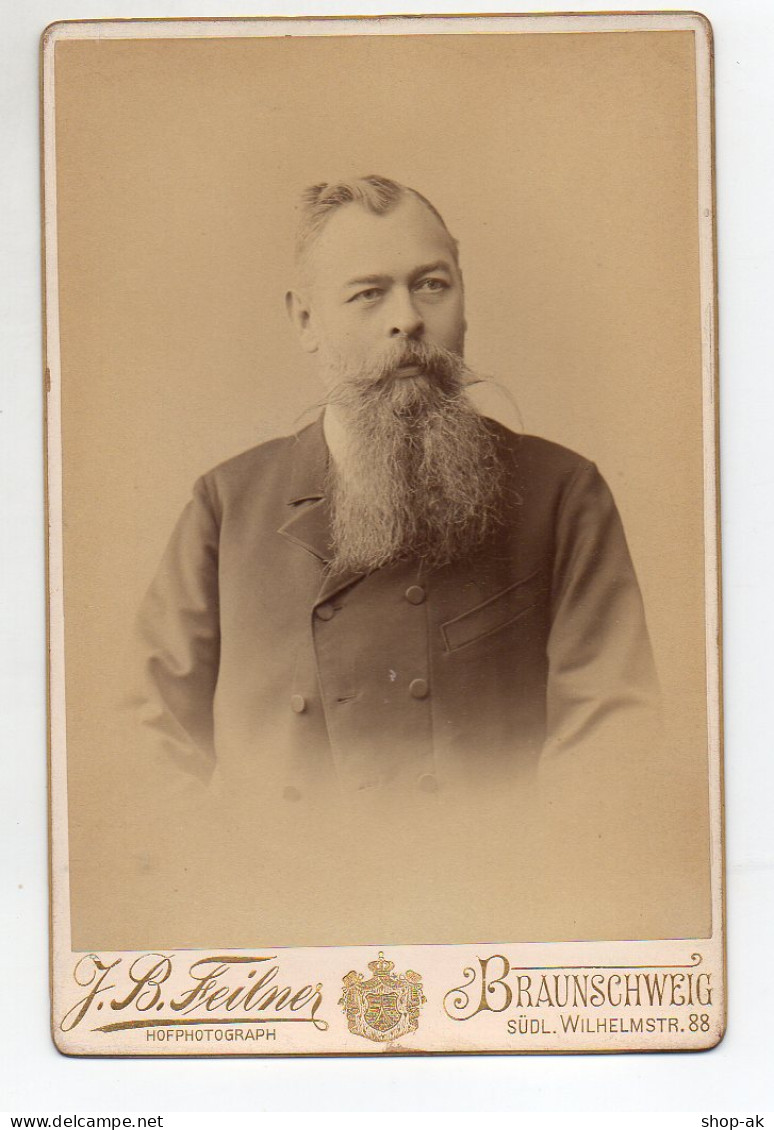 Y7031/ Kabinettfoto Mann Mit Bart  Atelier Feilner, Braunschweig  Ca.1890 - Autres & Non Classés