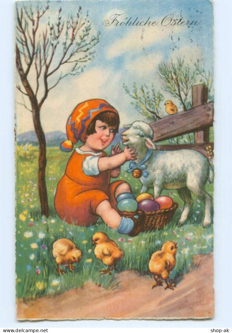 Y6837/ Ostern Kind Mit Lamm Und Küken 1928 AK - Ostern