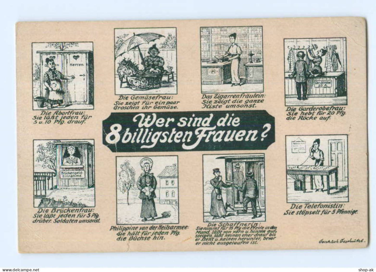 Y6689/ Wer Sind Die 8 Billigsten F'rauen ?  Humor AK Ca.1912 - Humour