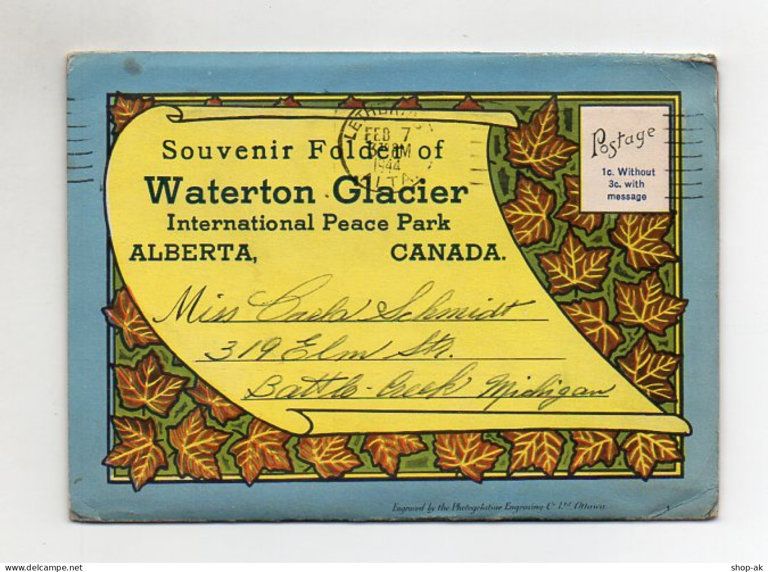 Y6482/ Waterton Clacier Alberta  Kanada Leporello Souvenir De Folder 1944 Canada - Zonder Classificatie