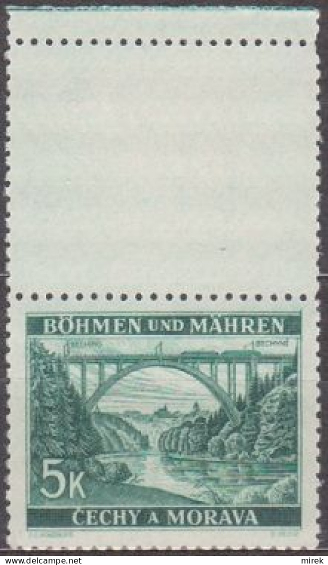 041/ Pof. 45, Green; Stamp With Coupon - Ongebruikt