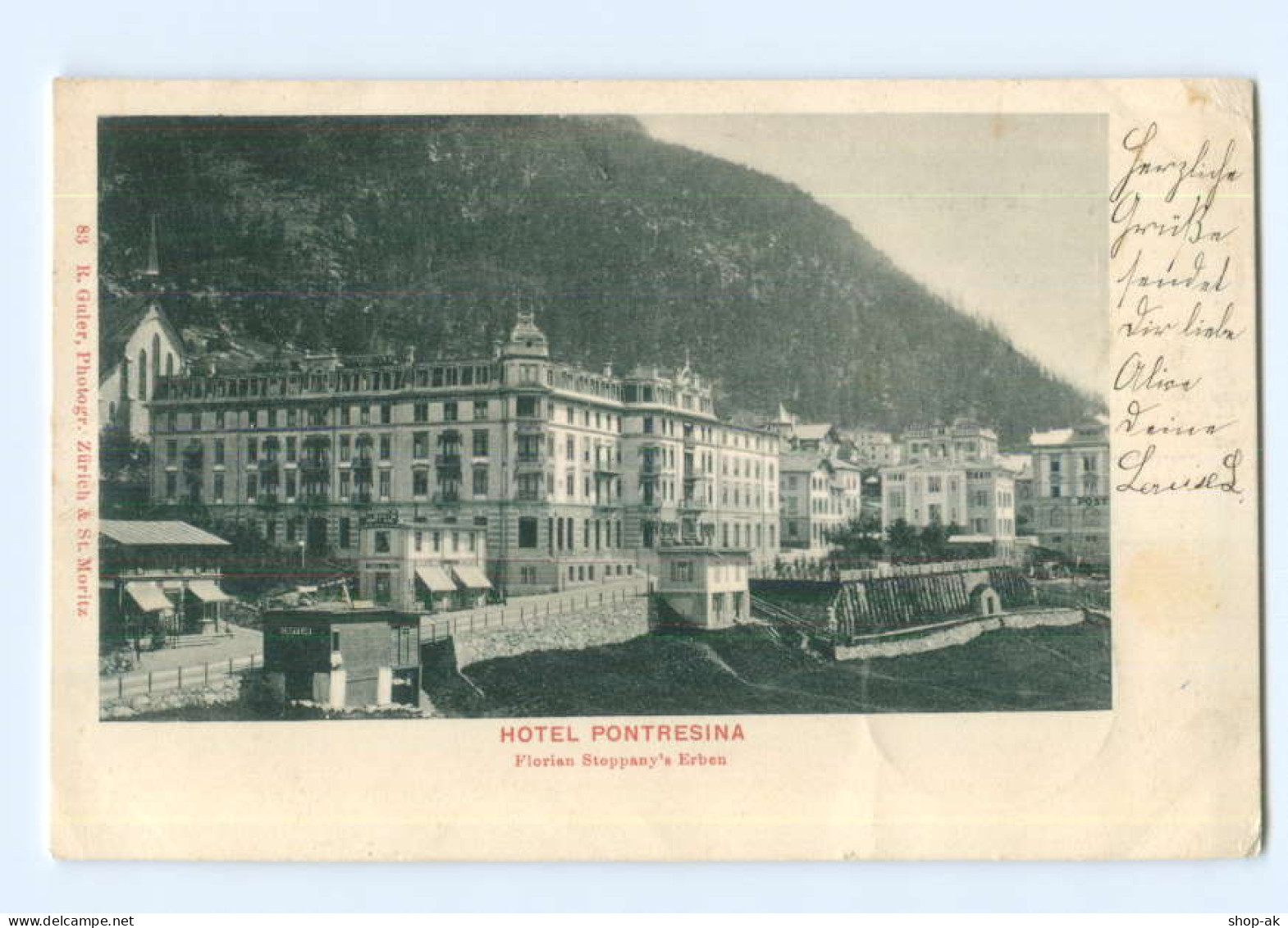Y5752/ Hotel Pontresina AK  Graubünden 1901 Schweiz - Sonstige & Ohne Zuordnung