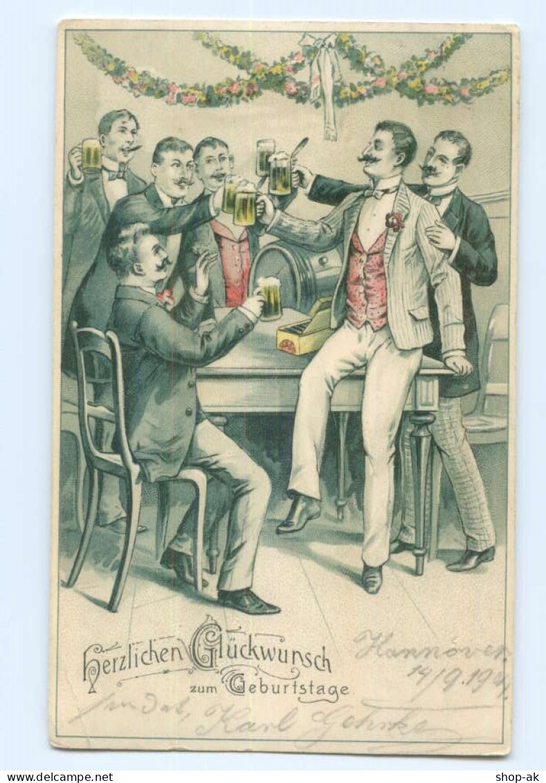 Y5507/ Geburtstag  Männer Trinken Bier  Litho Ak 1904 - Birthday