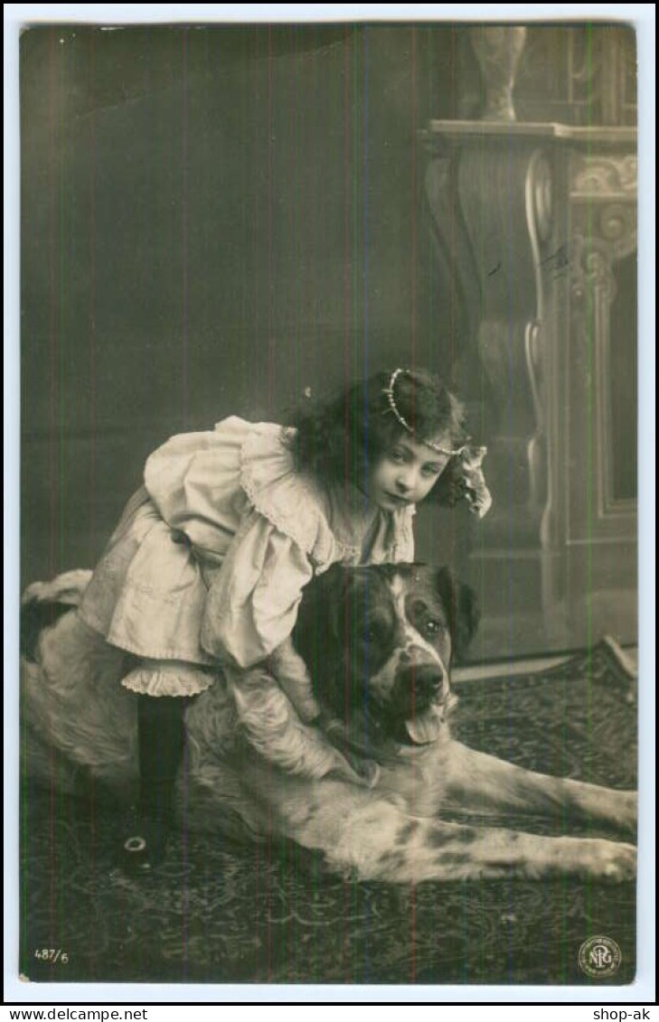 Y5423/ Mädchen Mit Hund Schöne NPG Foto AK 1907 - Chiens