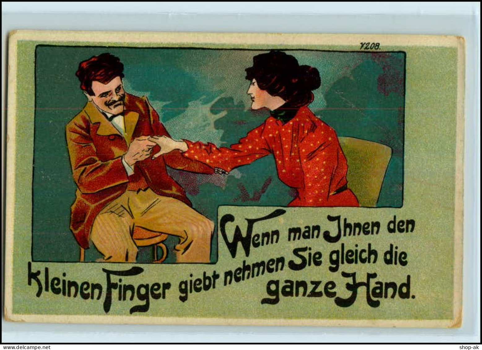 Y5230/ Kleinen Finger Geben ... Litho Humor AK Ca.1912  - Humor