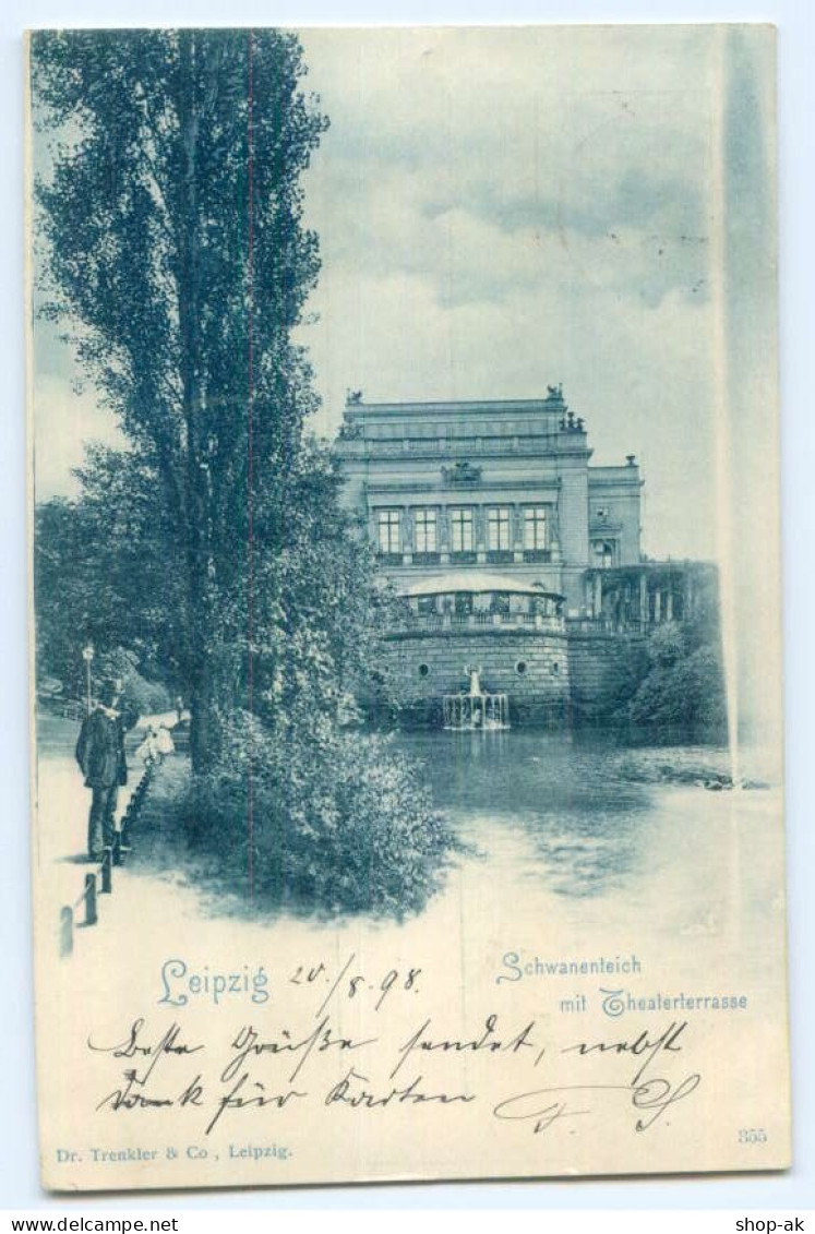 T4726/ Leipzig Schwanenteich Mit Theaterterrasse AK 1898 - Leipzig