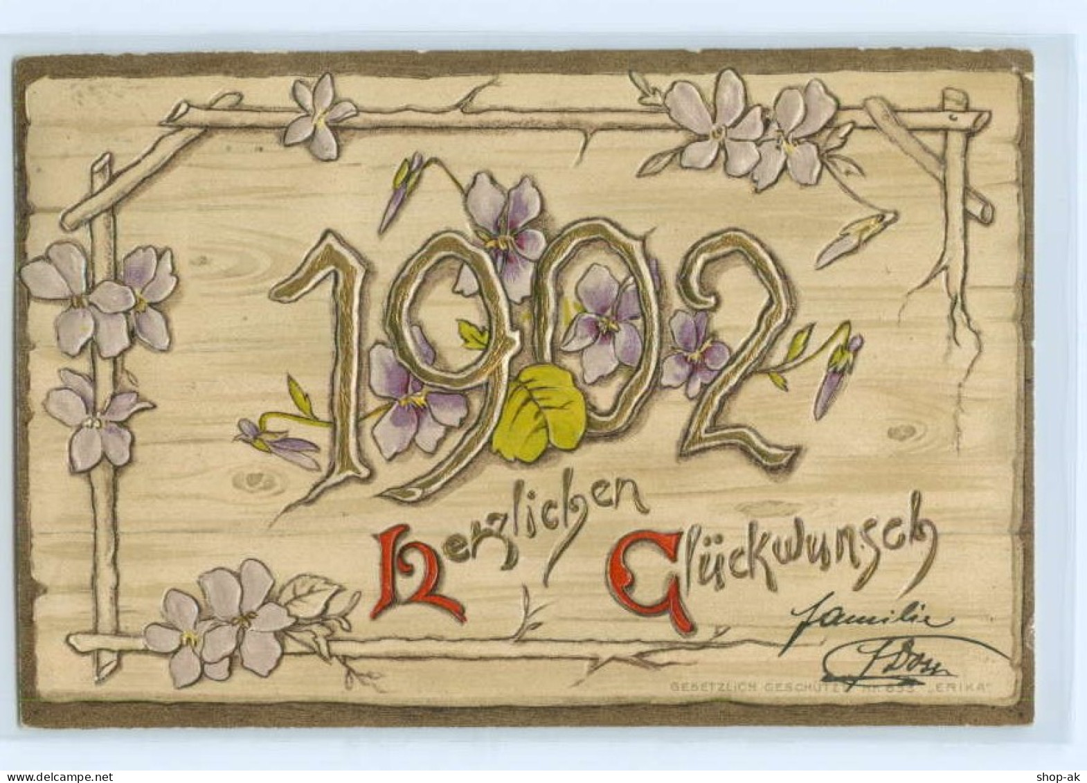 Y4869/ Neujahr Jahreszahl 1902  Litho Prägedruck AK  - Nieuwjaar