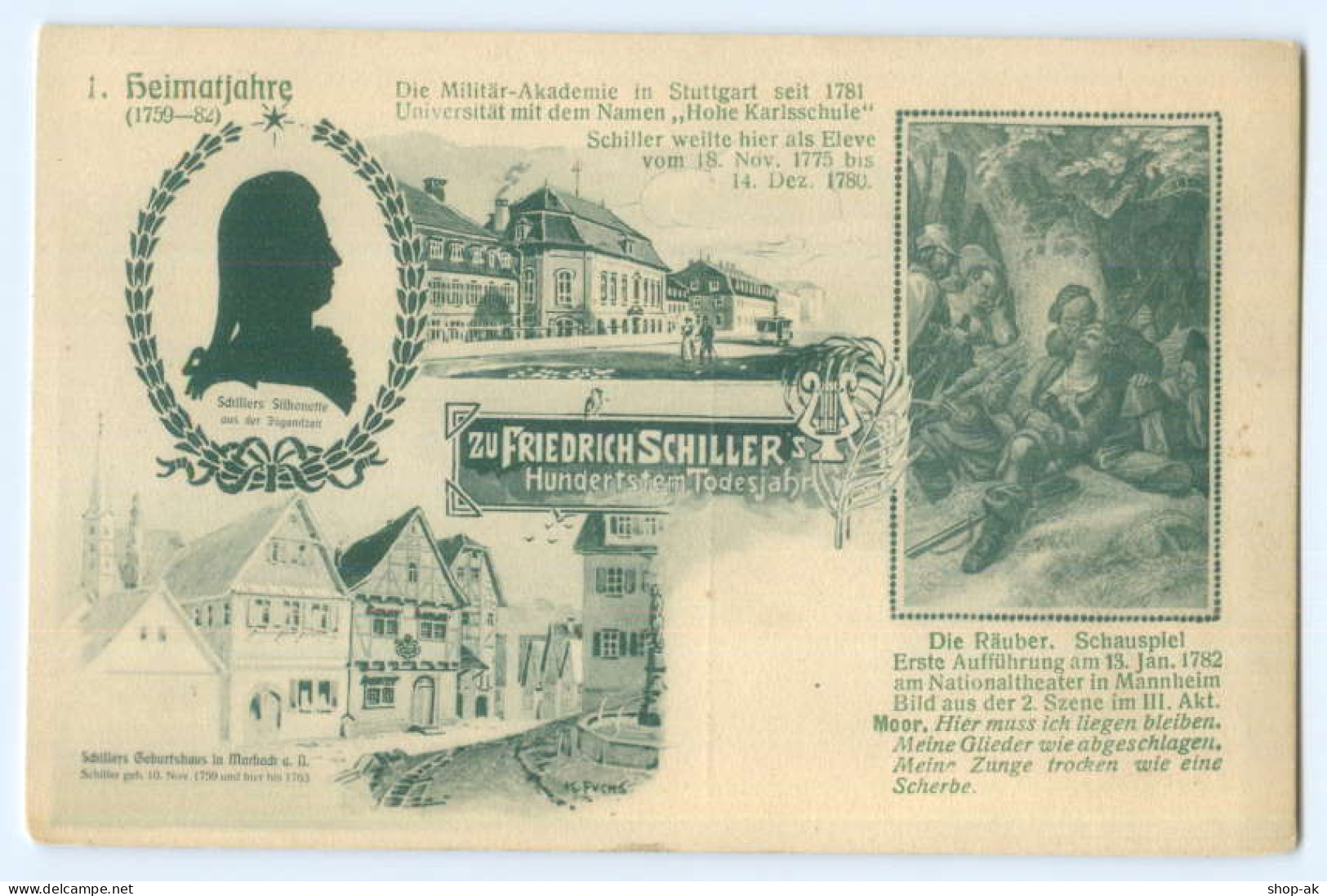 T3430/ Friedrich Schiller  100. Todestag - 1. Heimatjahre AK 1905 - Autres & Non Classés