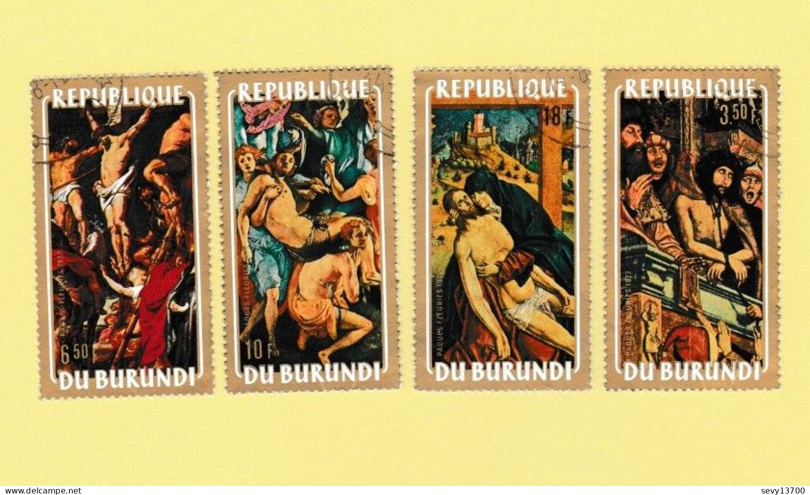 Burundi Lot 29 Timbres Tableaux, Peinture Le Christ - Jugement, Chemin De Croix, Crucifiction, Vierge Et L'enfant - Sammlungen