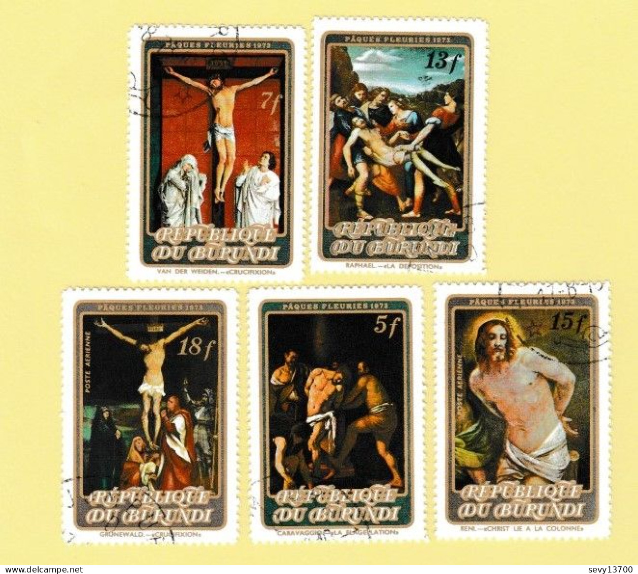 Burundi Lot 29 Timbres Tableaux, Peinture Le Christ - Jugement, Chemin De Croix, Crucifiction, Vierge Et L'enfant - Collections