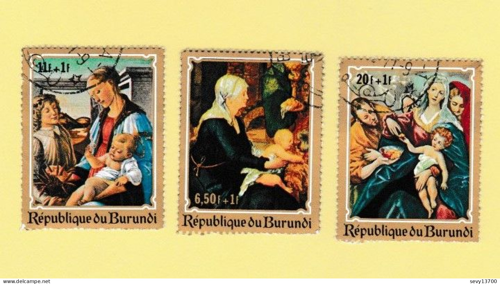 Burundi lot 29 timbres tableaux, peinture le Christ - jugement, chemin de croix, crucifiction, vierge et l'enfant