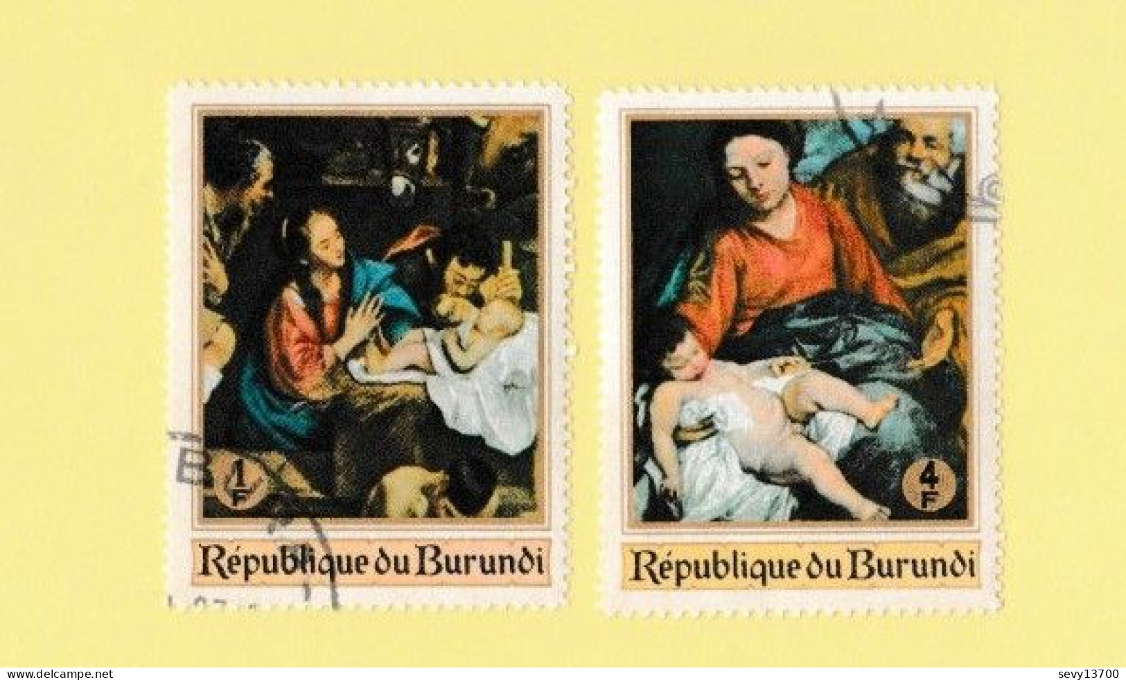 Burundi lot 29 timbres tableaux, peinture le Christ - jugement, chemin de croix, crucifiction, vierge et l'enfant