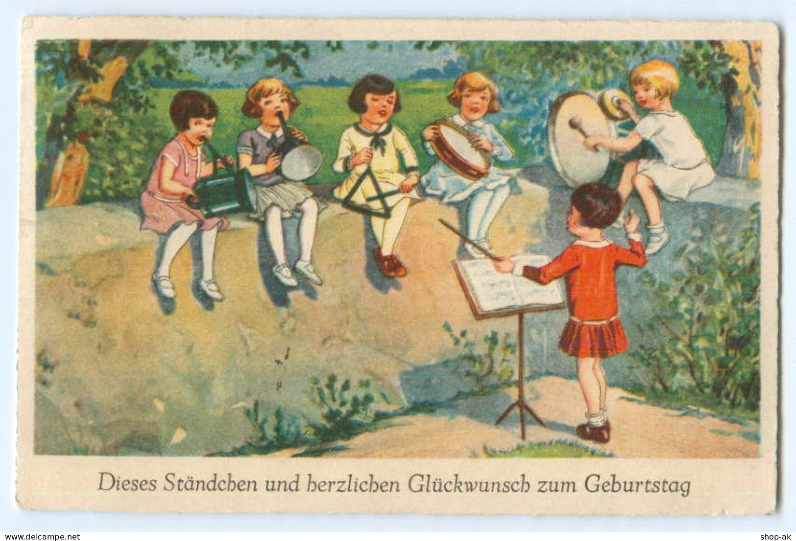 Y4644/ Geburtstag Kinder Musizieren Musik AK 1930 - Geburtstag