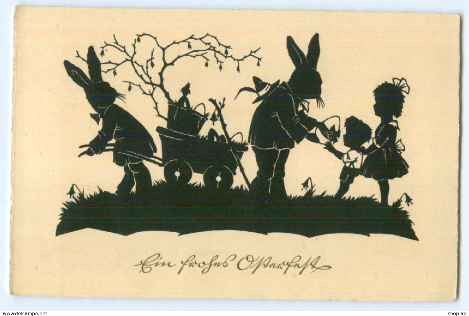 Y4642/ Ostern Osterhasen Schattenbild AK Ca.1925 - Pâques