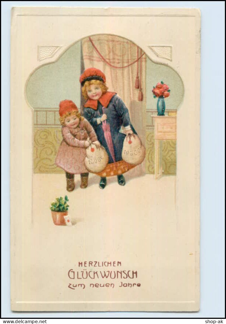 Y4481/ Neujahr Kinder Schöne Litho Präge AK 1919 - Nieuwjaar