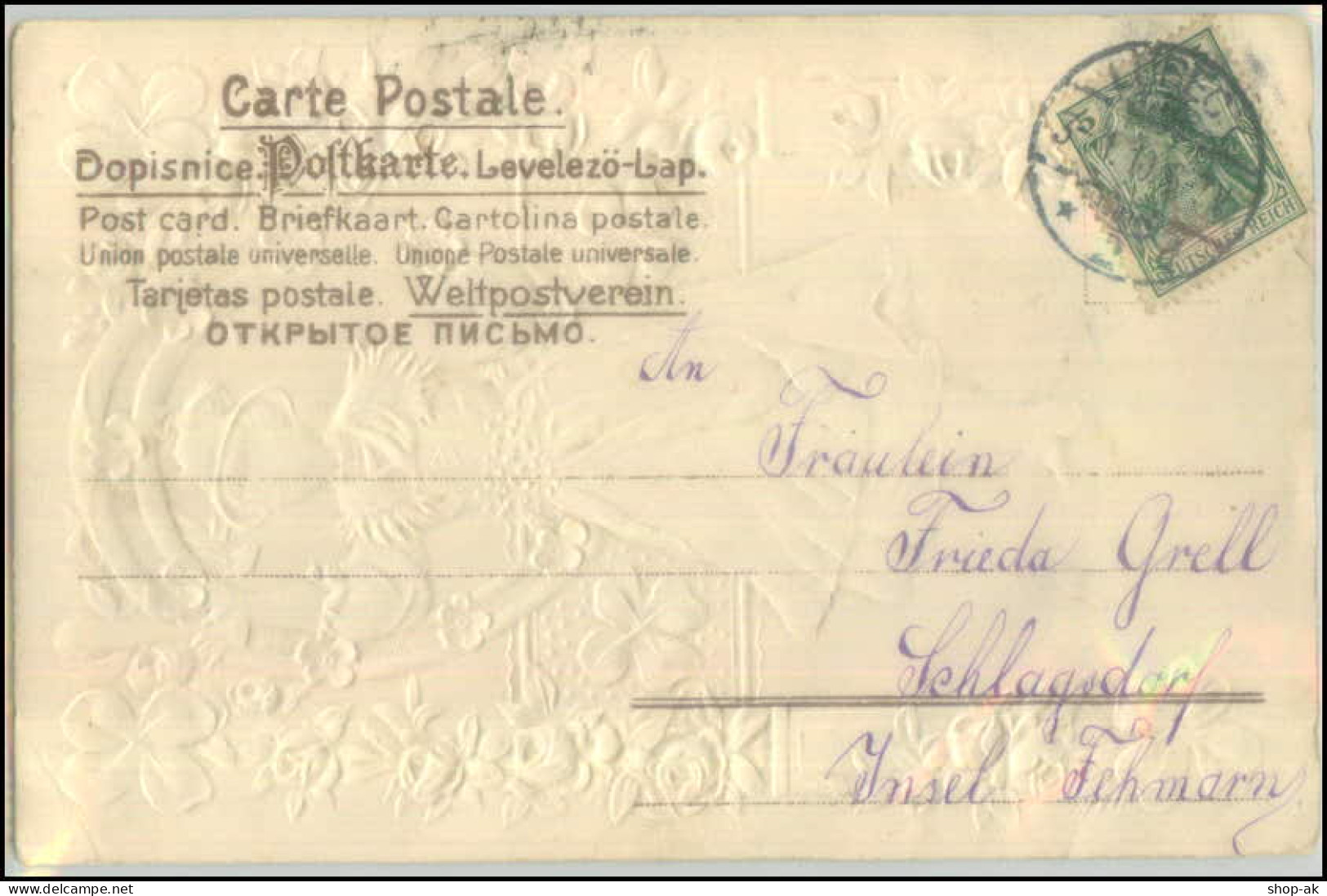 Y4347/ Neujahr Junge Frau Litho Prägedruck Kleeblatt AK 1910 - Anno Nuovo
