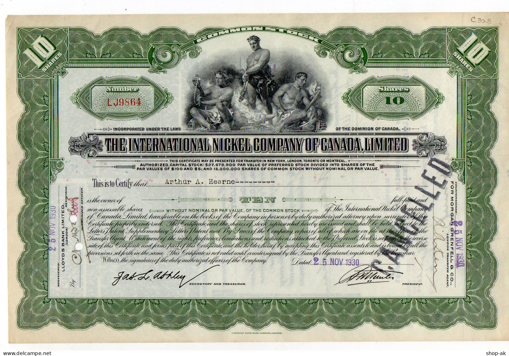 C2229/ Wertpapier Aktie International Nickel Company Of Canada  1930  - Non Classificati
