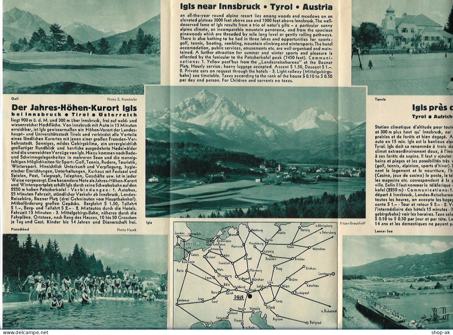 C2133/ Igls / Innsbruck Tirol  Faltblatt Prospekt Ca.1935 Urlaub Reisen  - Dépliants Touristiques