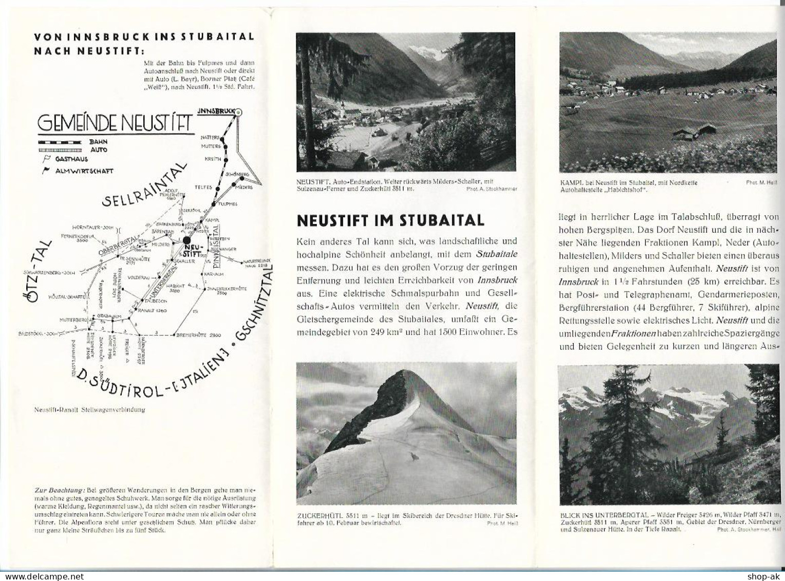 C2110/ Neustift Im Stubaital Tirol Prospekt Ca.1935 - Tourism Brochures