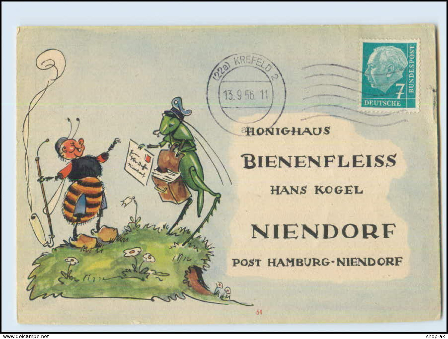 Y4171/ Honighaus Bienenfleiss Hamburg-Niendorf AK Bienen Honig 1956 AK  - Werbepostkarten