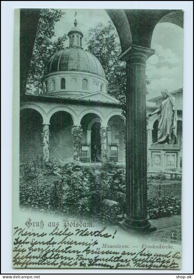 T1302-144./ GRuß Aus Potsdam Schöne Mondschein AK Mauseleum 1898 - Potsdam