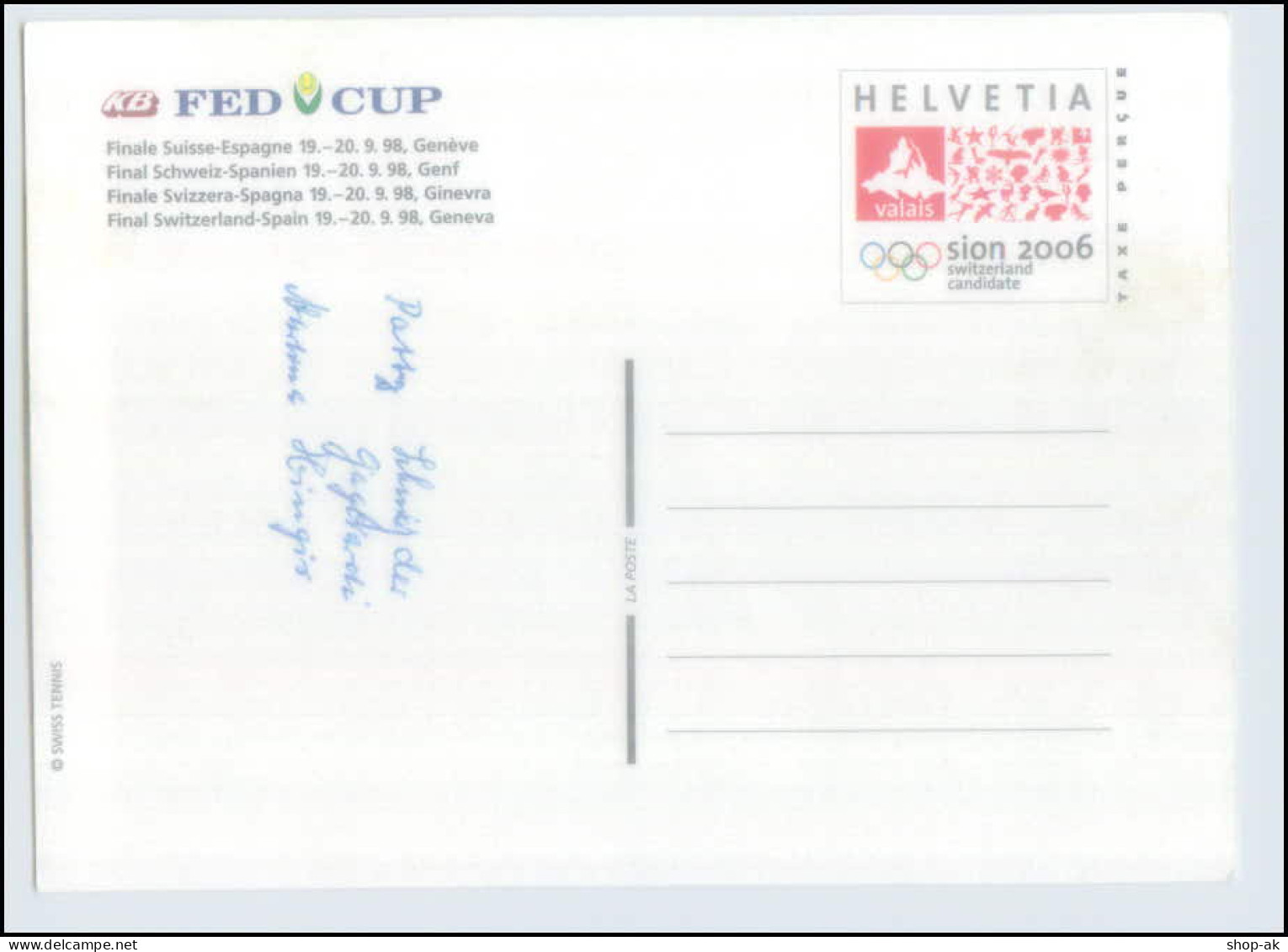 Y4008/ Fed Cup In Sion Schweiz Tennis Martina Hinges + Patty Schnyder AK  - Jeux Olympiques