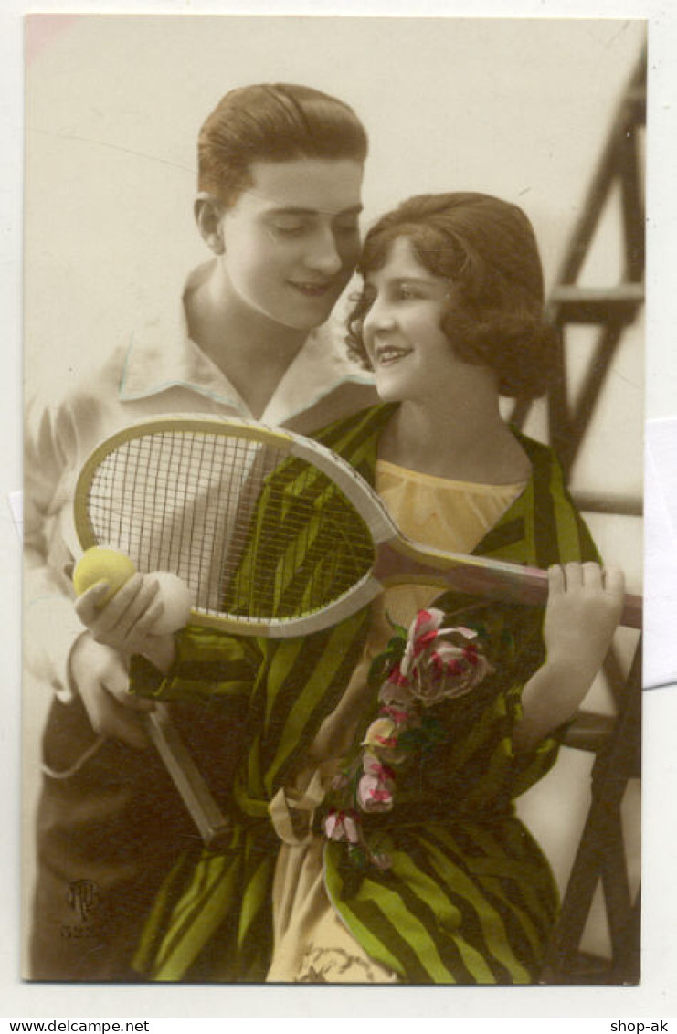 T1240/ Tennis  Junges Paar Mit Tennisschläger Foto AK Ca.1925  - Olympische Spiele
