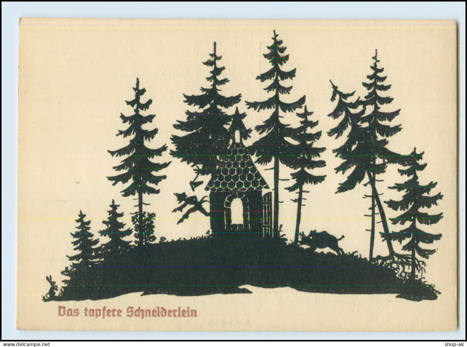 T826/ Märchen AK Das Tapfere Schneiderlein  Schattenbild 1948 - Fairy Tales, Popular Stories & Legends