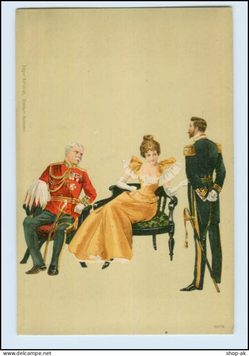 T618/ Jugendstil Litho Ak Frau Und Soldat General   Ca.1900 - Autres & Non Classés