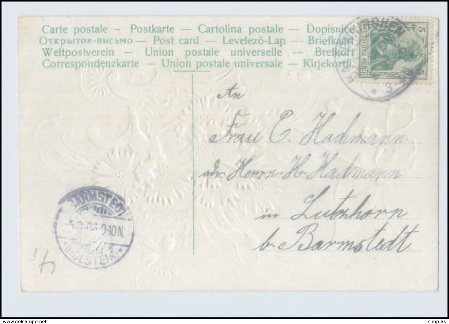 Y3264/ Geburtstag  Schmetterling Kornblumen Litho Präge AK 1906 - Anniversaire
