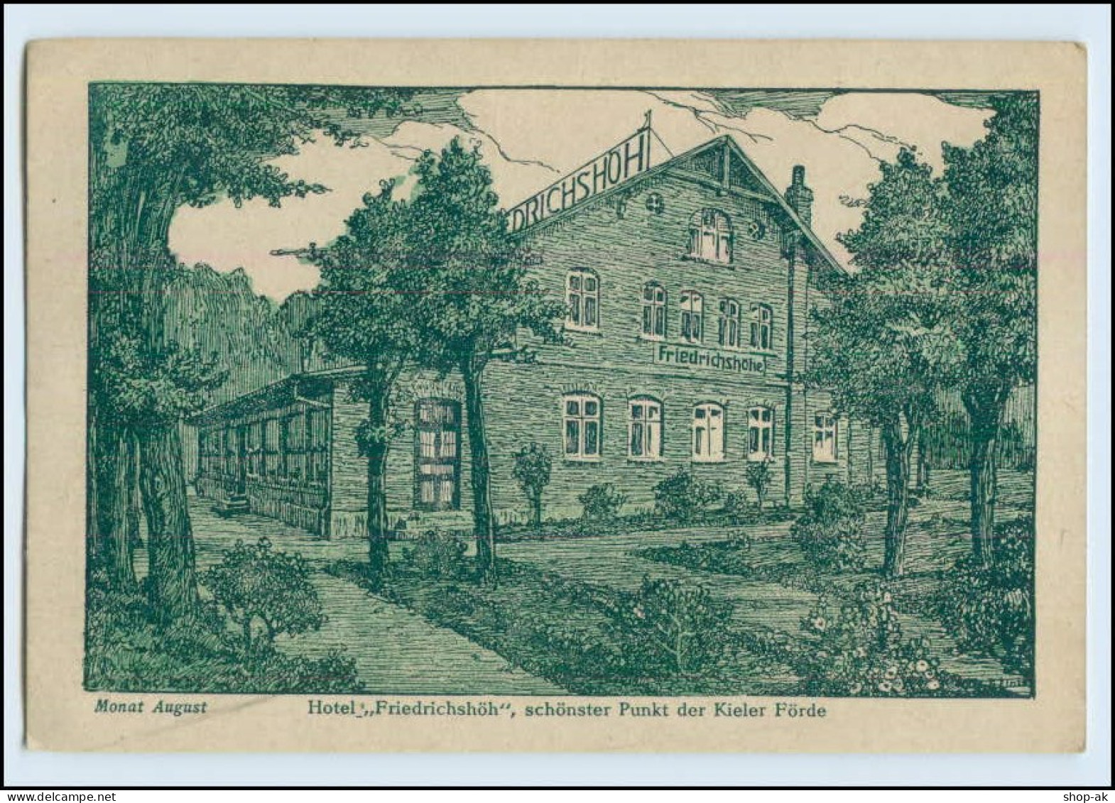 T095/ Kiel-Heikendorf Hotel Friedrichshöh Künstler AK Ca.1920 - Kiel