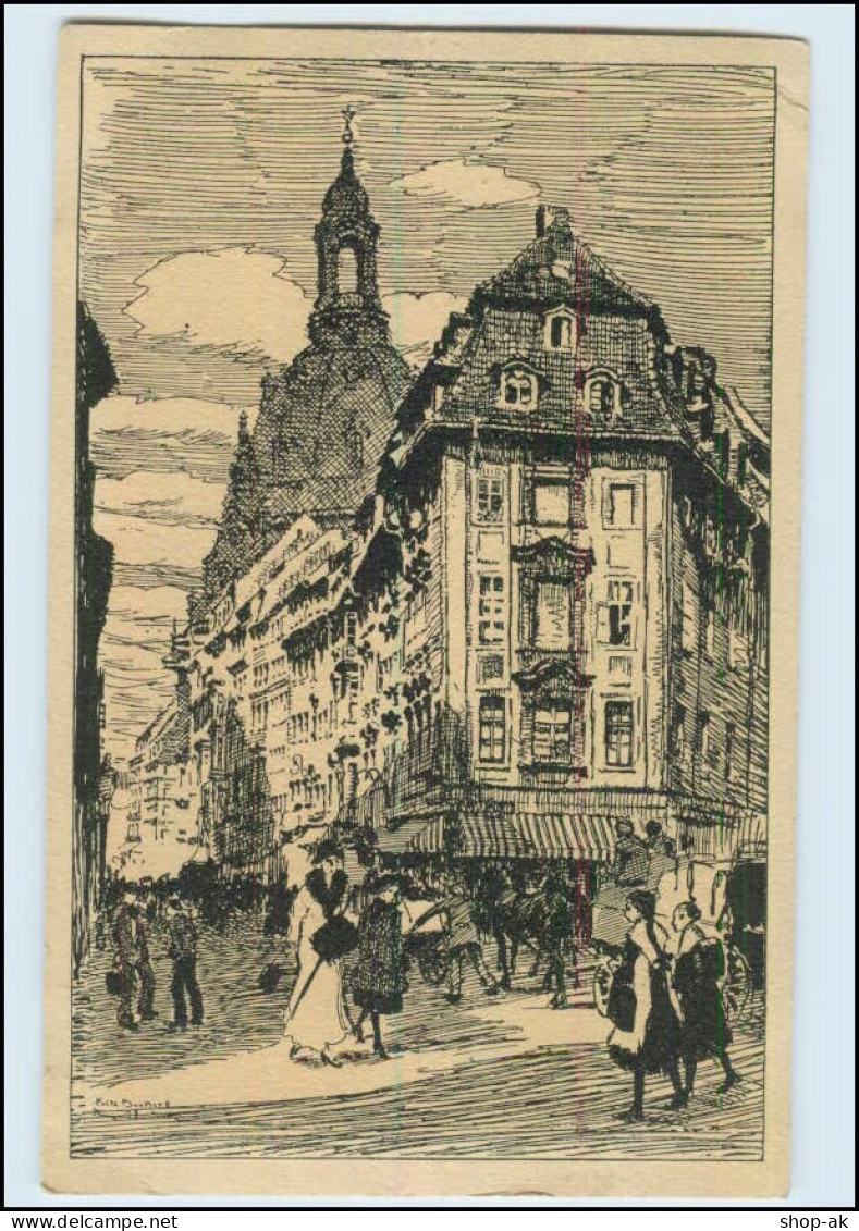 N9837/ Dresden Rampische Gasse Künstler AK Ca.1920 - Dresden
