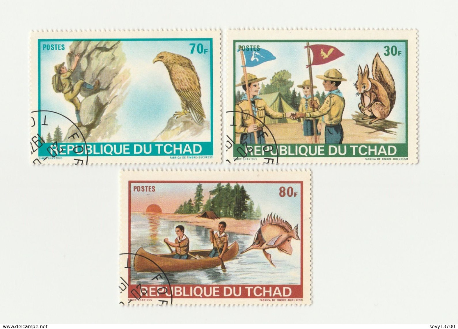 Tchad -  Lot 5 Timbres + 1 Bloc Feuillet - Les Scouts - Année 1972 Mi 528 - 529 - 530 - 531 - 532 - BL 39 - Tsjaad (1960-...)